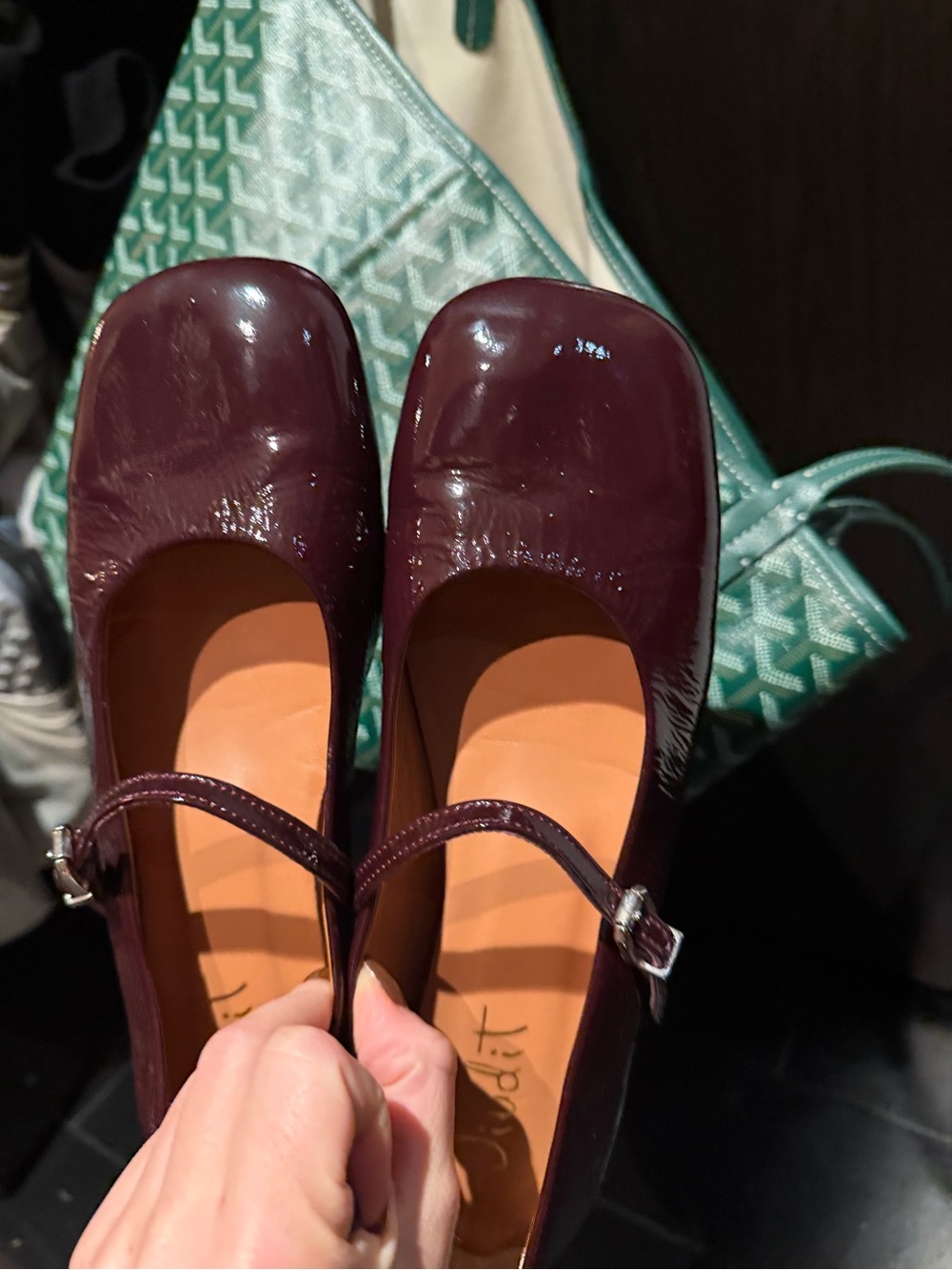 Patent Leather Mary Jane Flats in Deep Burgundy Size 36